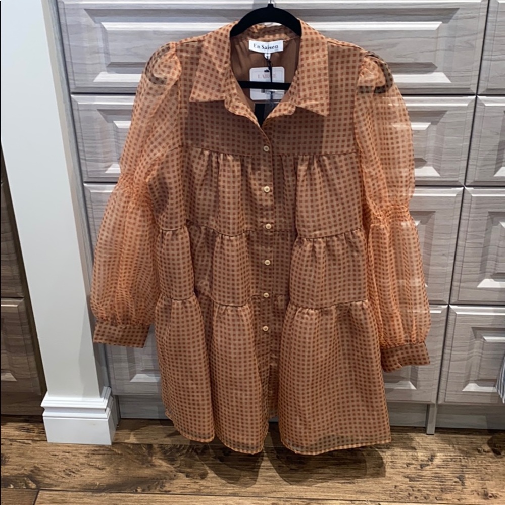 Sylvia organza check print dress